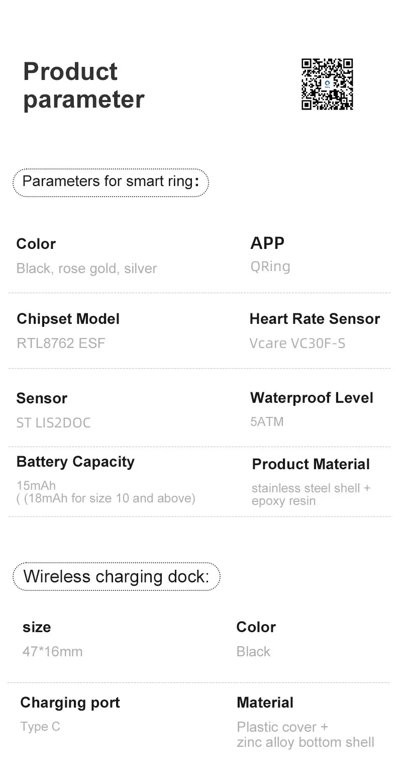 AMZMAX R11 Smart Ring | Display Smart Ring with Wireless Charging Stand, 24/7 Health & Sleep Monitor | 5ATM Waterproof | Multi-Sport Modes
