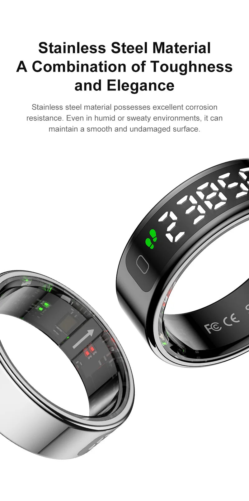 AMZMAX R11 Smart Ring | Display Smart Ring with Wireless Charging Stand, 24/7 Health & Sleep Monitor | 5ATM Waterproof | Multi-Sport Modes