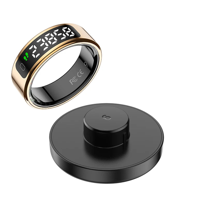 AMZMAX R11 Smart Ring | Display Smart Ring with Wireless Charging Stand, 24/7 Health & Sleep Monitor | 5ATM Waterproof | Multi-Sport Modes