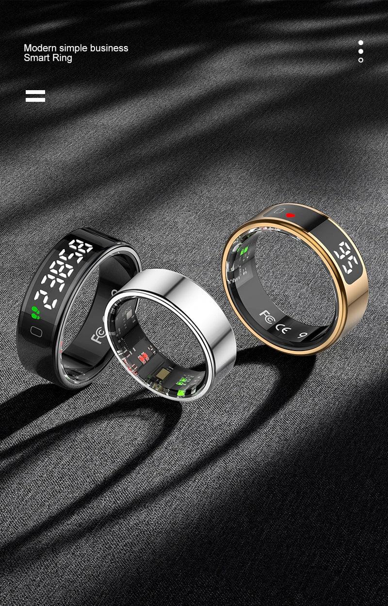 AMZMAX R11 Smart Ring | Display Smart Ring with Wireless Charging Stand, 24/7 Health & Sleep Monitor | 5ATM Waterproof | Multi-Sport Modes